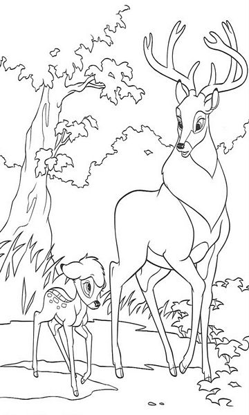 kolorowanka Bambi malowanka do wydruku Disney z bajki dla dzieci nr 20